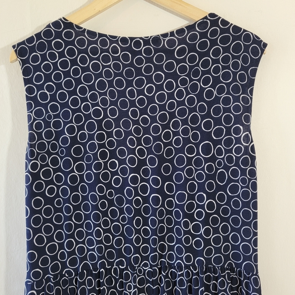 Roz & Ali Blue White Polkadot Jumpsuit Sz 16 Midi Length Bow Accent Minimalist - Picture 7 of 10